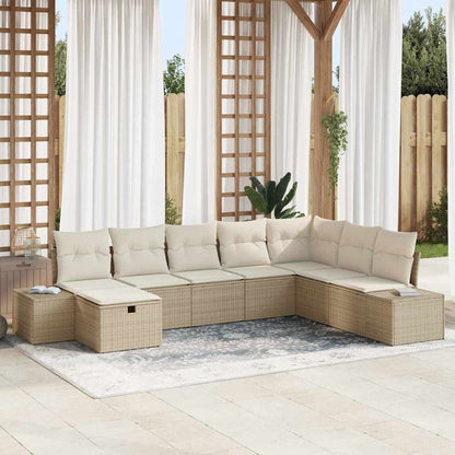 Conjunto de Sofá de Jardim 8 pcs Bege Rattan Sintético