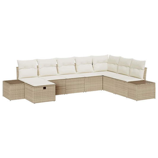 Conjunto de Sofá de Jardim 8 pcs Bege Rattan Sintético
