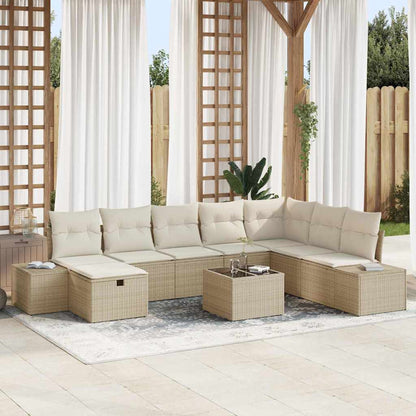 Conjunto de Sofá de Jardim 9 pcs Bege 55 x 62 x 69 cm