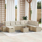 Conjunto de Sofá de Jardim 9 pcs Bege 55 x 62 x 69 cm