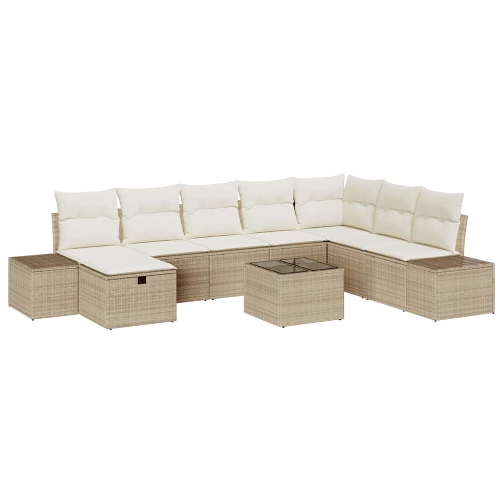 Conjunto de Sofá de Jardim 9 pcs Bege 55 x 62 x 69 cm