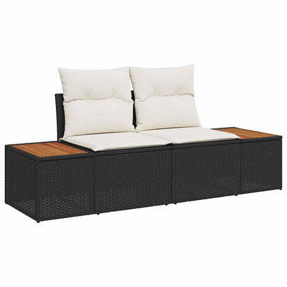 Conjunto de Sofá de Jardim 4 pcs Preto Rattan Sintético