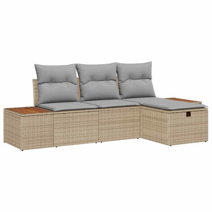 Conjunto de Sofá de Jardim 4 pcs Bege Rattan Sintético