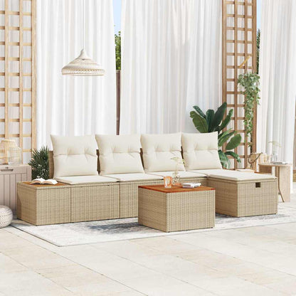 Conjunto de Sofá de Jardim 6 pcs Bege Rattan Sintético