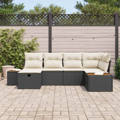 Conjunto de Sofá de Jardim 6 pcs Preto Rattan Sintético