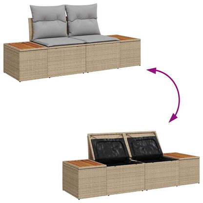 Conjunto de Sofá de Jardim 6 pcs Bege Rattan Sintético
