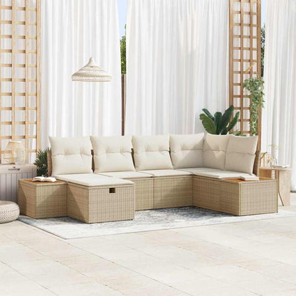 Conjunto de Sofá de Jardim 6 pcs Bege Rattan Sintético