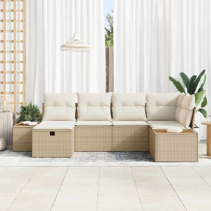 Conjunto de Sofá de Jardim 6 pcs Bege Rattan Sintético