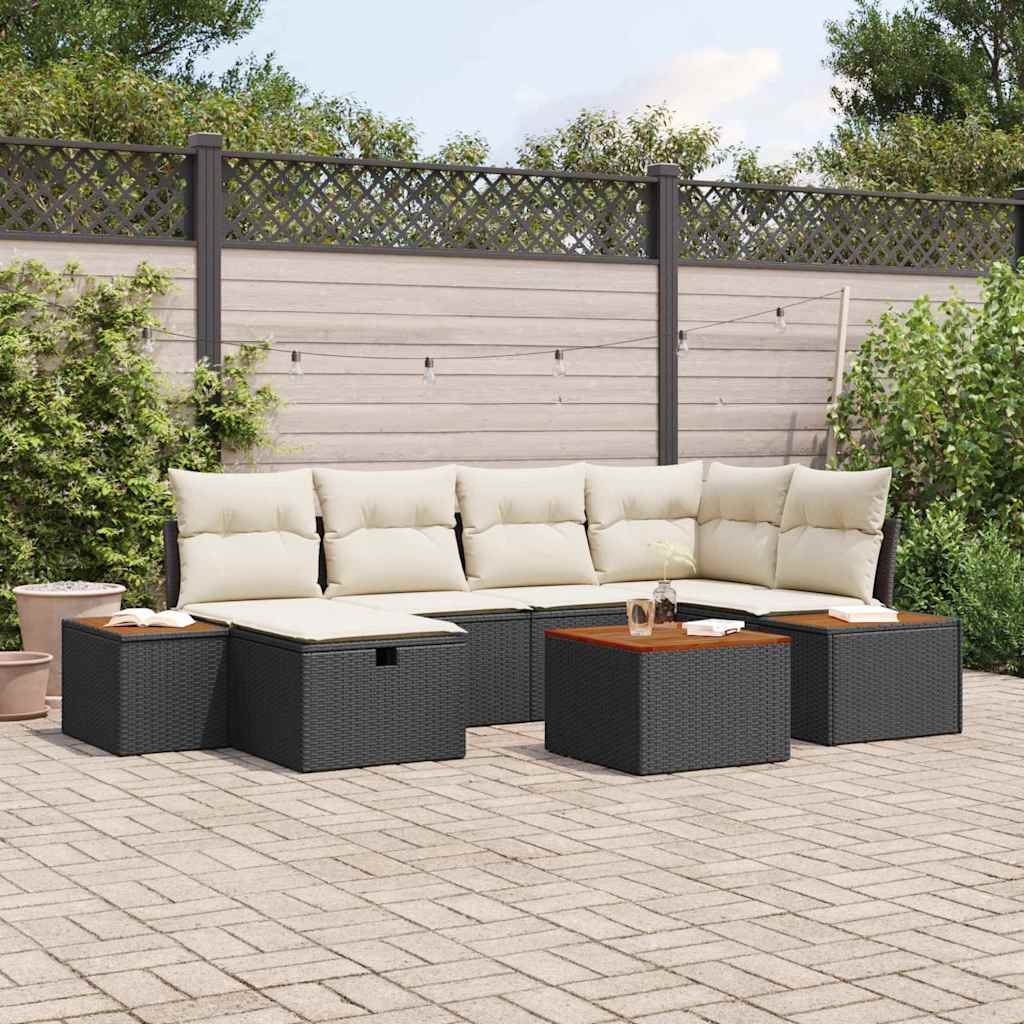 Conjunto de Sofá de Jardim 7 pcs Preto 55 x 62 x 69 cm