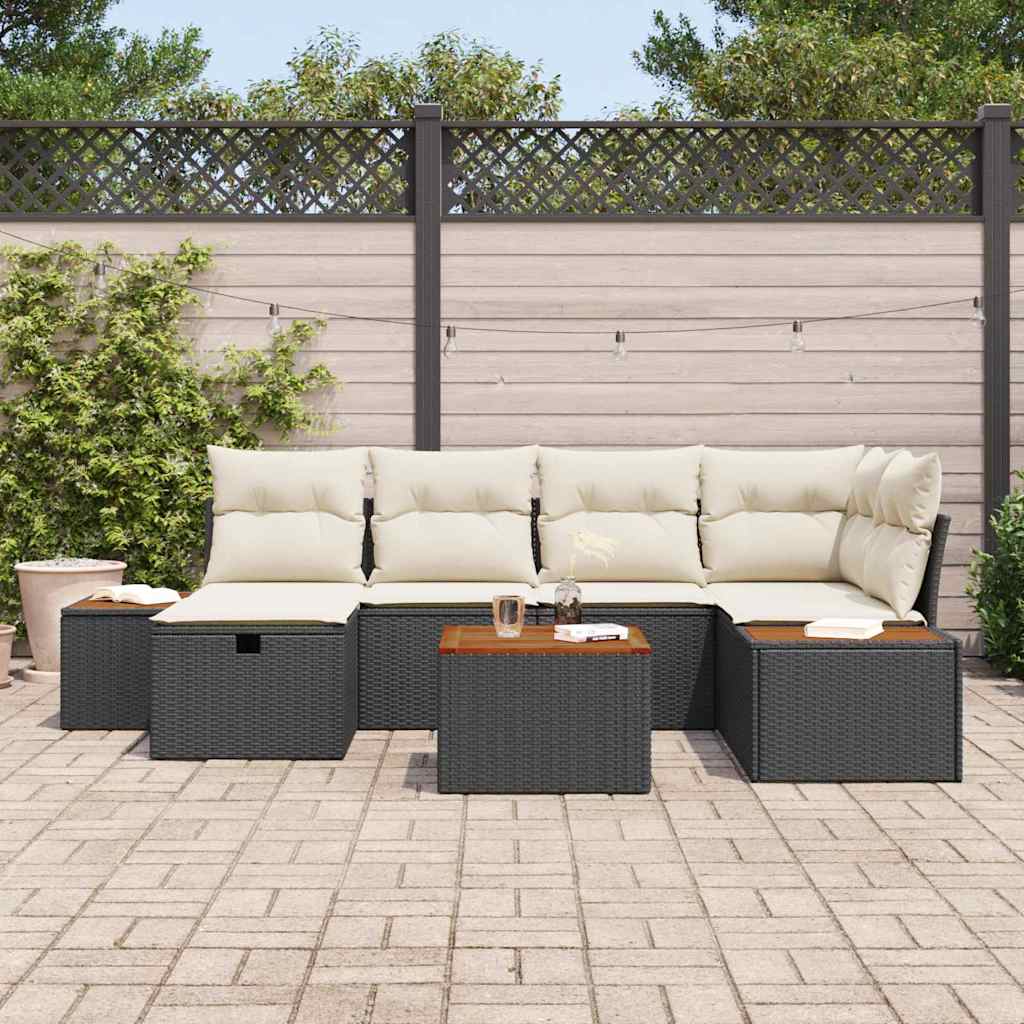 Conjunto de Sofá de Jardim 7 pcs Preto 55 x 62 x 69 cm