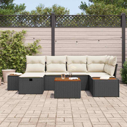 Conjunto de Sofá de Jardim 7 pcs Preto 55 x 62 x 69 cm