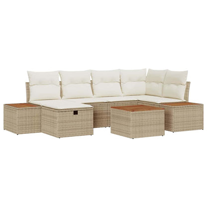 Conjunto de Sofá de Jardim 7 pcs Bege Rattan Sintético