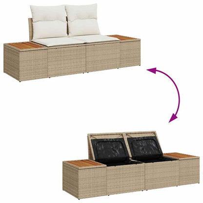 Conjunto de Sofá de Jardim 7 pcs Bege Rattan Sintético
