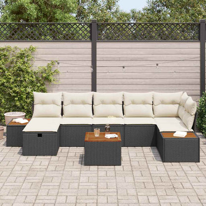 Conjunto de Sofá de Jardim 8 pcs Preto Rattan Sintético