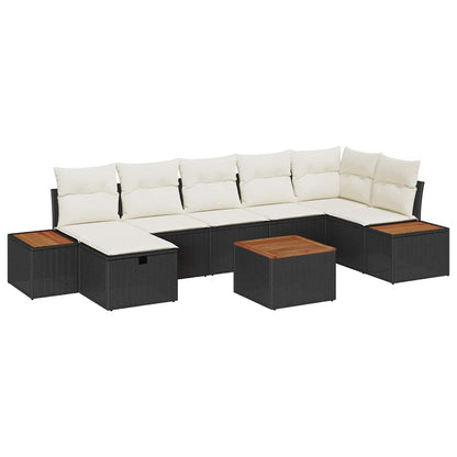 Conjunto de Sofá de Jardim 8 pcs Preto Rattan Sintético