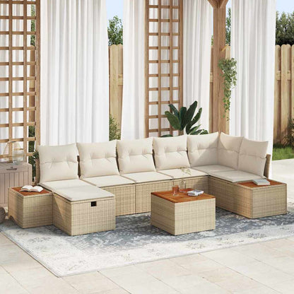 Conjunto de Sofá de Jardim 8 pcs Bege Rattan Sintético