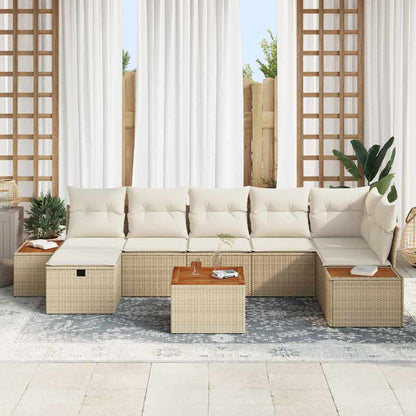 Conjunto de Sofá de Jardim 8 pcs Bege Rattan Sintético