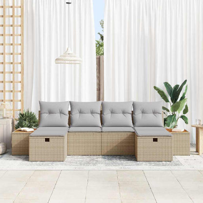 Conjunto de Sofá de Jardim 6 pcs Bege 55 x 62 x 69 cm