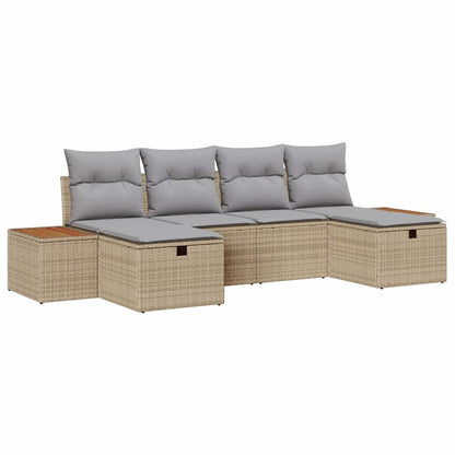 Conjunto de Sofá de Jardim 6 pcs Bege 55 x 62 x 69 cm