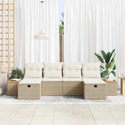 Conjunto de Sofá de Jardim 6 pcs Bege Rattan Sintético