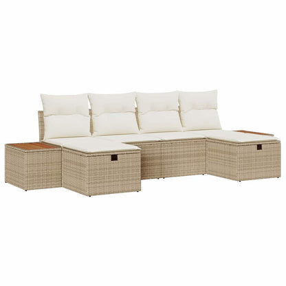 Conjunto de Sofá de Jardim 6 pcs Bege Rattan Sintético