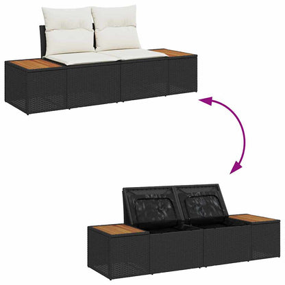 Conjunto de Sofá de Jardim 8 pcs Preto Rattan Sintético