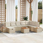 Conjunto de Sofá de Jardim 9 pcs Bege Rattan Sintético