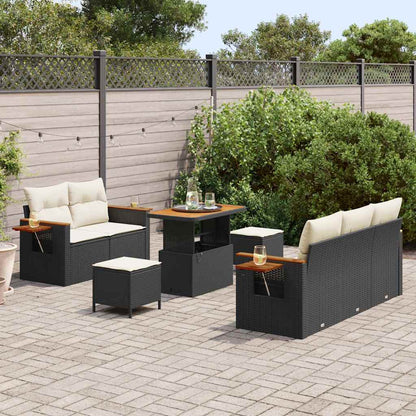 Conjunto de Sofá de Jardim 8 pcs Preto e creme 90 x 55 x 71 cm