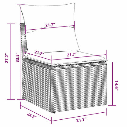 Conjunto de Sofá de Jardim Manual 9 pcs Preto 80 x 80 x 71 cm