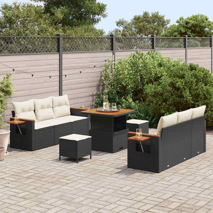 Conjunto de Sofá de Jardim 9 pcs Preto e creme 80 x 80 x 71 cm