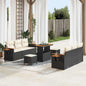 Conjunto de Sofá de Jardim 9 pcs Preto e creme 90 x 55 x 71 cm