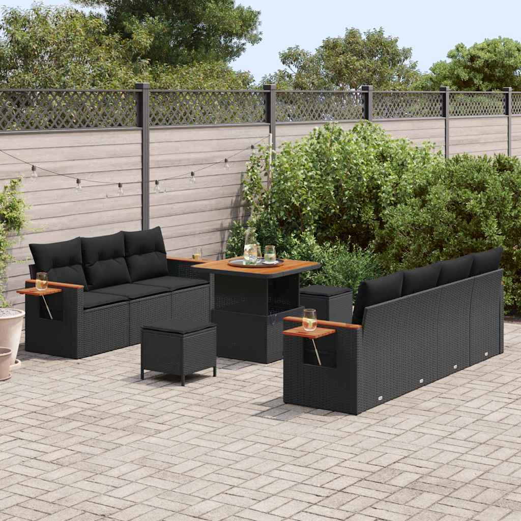 Conjunto de Sofá de Jardim 10 pcs Preto 80 x 80 x 71 cm