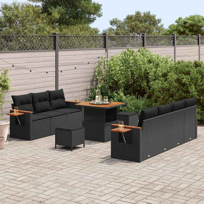 Conjunto de Sofá de Jardim 10 pcs Preto 80 x 80 x 71 cm