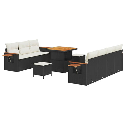 Conjunto de Sofá de Jardim 10 pcs Preto e creme 80 x 80 x 71 cm