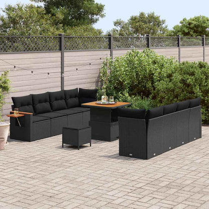 Conjunto de Sofá de Jardim Manual 11 pcs Preto 80 x 80 x 71 cm
