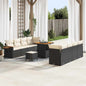 Conjunto de Sofá de Jardim 11 pcs Preto e creme 80 x 80 x 71 cm