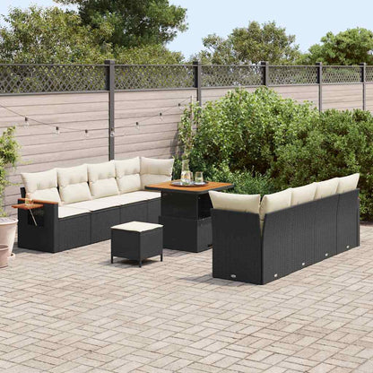 Conjunto de Sofá de Jardim 11 pcs Preto e creme 80 x 80 x 71 cm