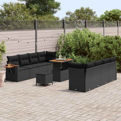 Conjunto de Sofá de Jardim Manual 11 pcs Preto 90 x 55 x 71 cm