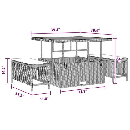 Conjunto de Sofá de Jardim 11 pcs Preto 100 x 100 x 71 cm