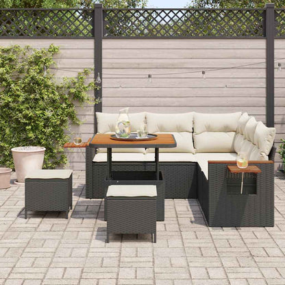 Conjunto de Sofá de Jardim 8 pcs Preto e creme 80 x 80 x 71 cm