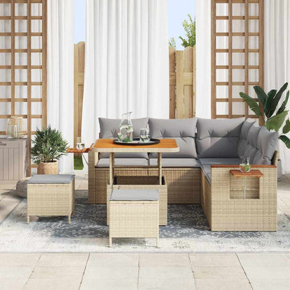 Conjunto de Sofá de Jardim 8 pcs bege e cinzento claro