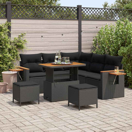 Conjunto de Sofá de Jardim 8 pcs Preto 90 x 55 x 71 cm
