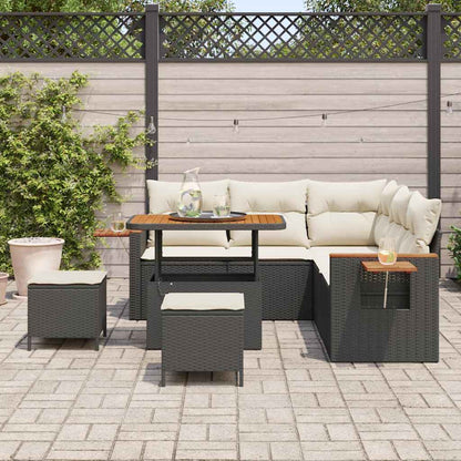 Conjunto de Sofá de Jardim 8 pcs Preto e creme 90 x 55 x 71 cm