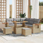 Conjunto de Sofá de Jardim Manual 8 pcs bege e cinzento claro