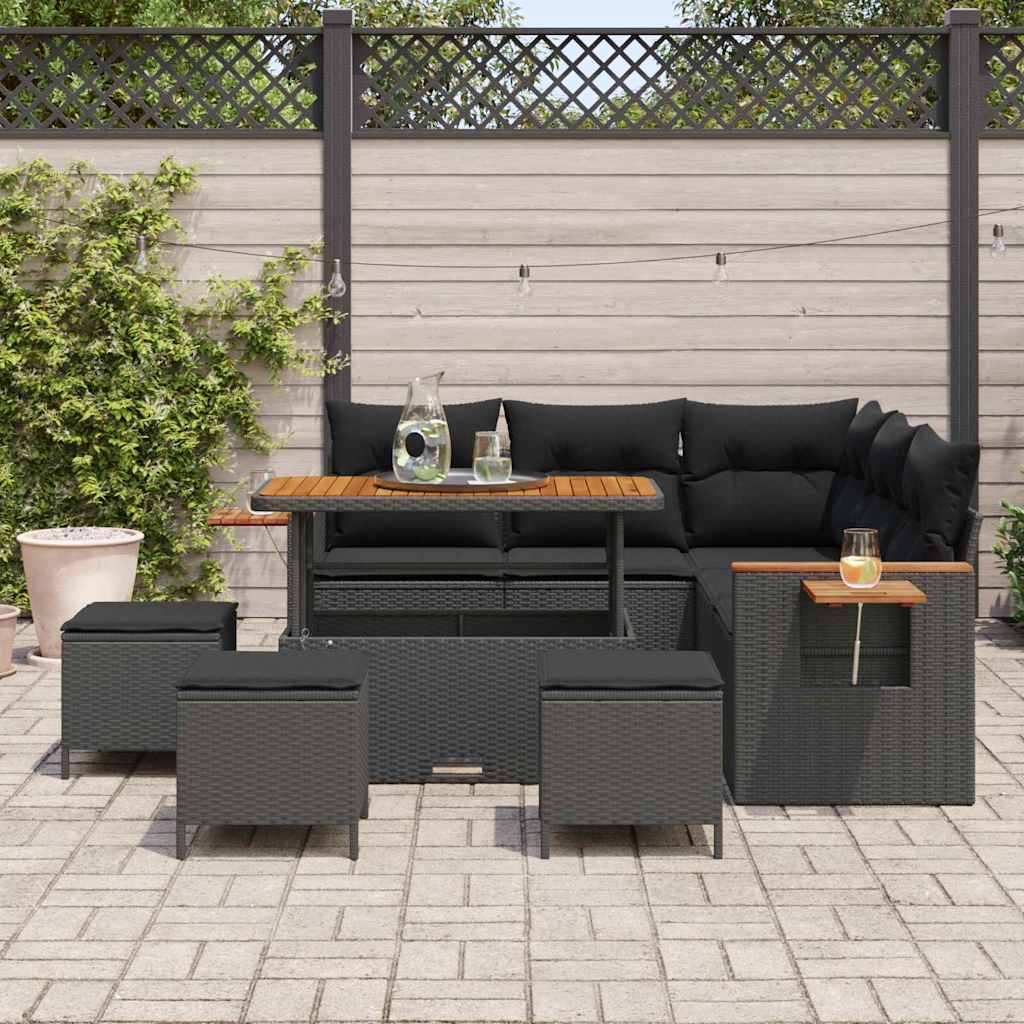 Conjunto de Sofá de Jardim 9 pcs Preto 110 x 55 x 71 cm