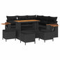 Conjunto de Sofá de Jardim com almofada 9 pcs Preto