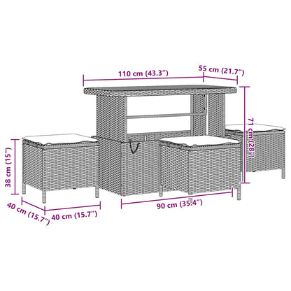 Conjunto de Sofá de Jardim 9 pcs Preto e creme 110 x 55 x 71 cm
