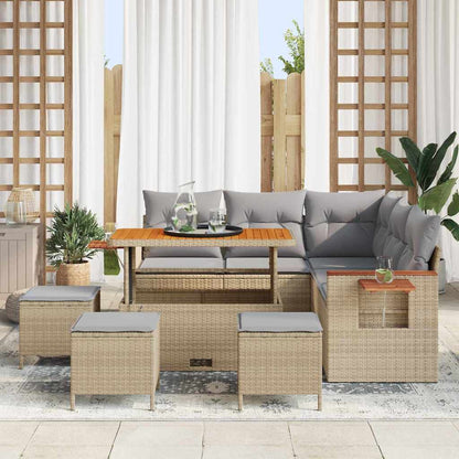 Conjunto de Sofá de Jardim 9 pcs bege e cinzento claro
