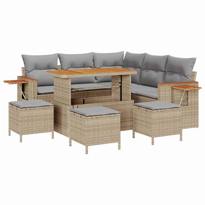 Conjunto de Sofá de Jardim 9 pcs bege e cinzento claro
