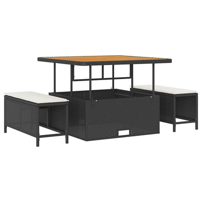 Conjunto de Sofá de Jardim com almofada 9 pcs Preto e creme